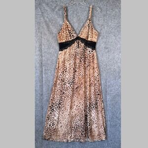 Y2K Ambrielle Maxi Slip Dress Size Large‎ Lace Leopard Sexy Babydoll Coquette